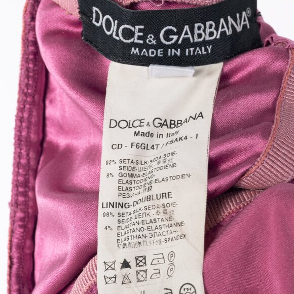 Dolce & Gabbana Pink Lace-Overlay Silk Strapless Midi Dress - Picture 9 of 10